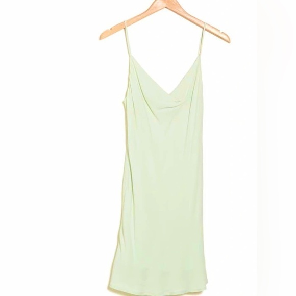 ELODIE Cowl Neck Slip Dress Lined Adjustable Straps Rayon S-M Light Sea-foam New - Picture 1 of 10